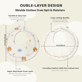 ICKEYOU Muslin Baby Bandana Bibs Soft Triangle Cotton Drool Adjustable Teething and Feeding for Newborns and Infants 0 to 36 Months (5pcs warm yellow)