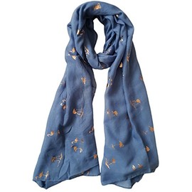 GlamLondon Women's Flamingo Print Scarf (Denim Blue)