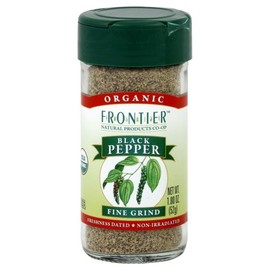 Frontier Co-op Organic Fine Ground Black Pepper, 1.8 Ounce Bottle, Full-bodied Flavor and Aroma, Kosher