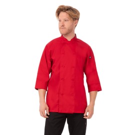 Chef Works Men's Morocco Chef Coat, Red, Small
