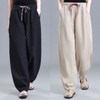 Sohamsoham Women's Cotton Linen Dropped Lantern High-Waist Pants - 2023 Spring Summer New Arrival Harem 2XL 62.50 Kg - 70.00 Kg / White 3ea