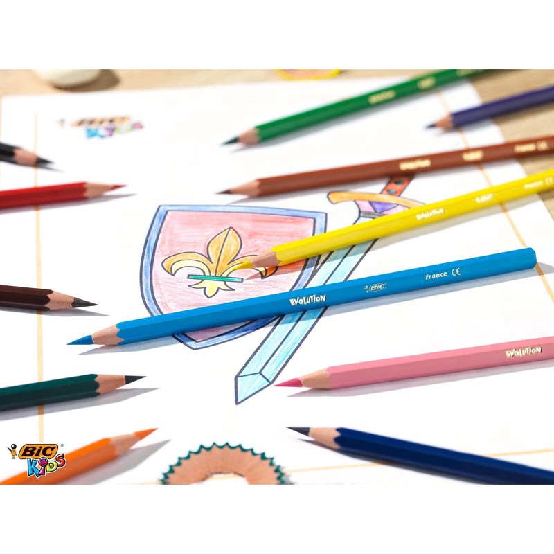 Bic Kids Evolution ECOlutions Colouring Pencils, Assorted Colours, Eco-Friendly, 70