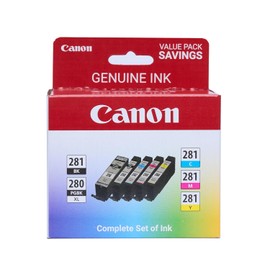 Canon PGI-280XL / CLI-281 Paquete de 5 colores compatible con TR8520, TR7520, TS9120 Series, TS8120 Series, TS6120 Series