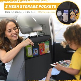 Extra-Large Car Back Seat Organisers – 60x45cm Durable Kick Mats with Storage Pockets, Anti-Scratch Seat Protectors for Kids, Pets & Travel Essentials (2)