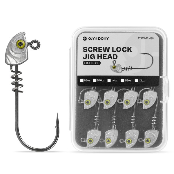 15-Pack Screw Lock Swimbait Jig Heads – 3D Chartreuse Eyes