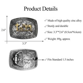 KOORASY Western Belt Buckle for Men, Horse Cross Belt Buckles Religious Pray Belt Buckles Texas Jeans Accessory