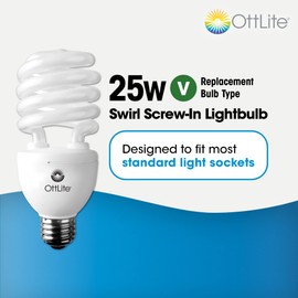 OttLite 25ED420 25W Swirl Screw in Light Bulb, Natural Light Like