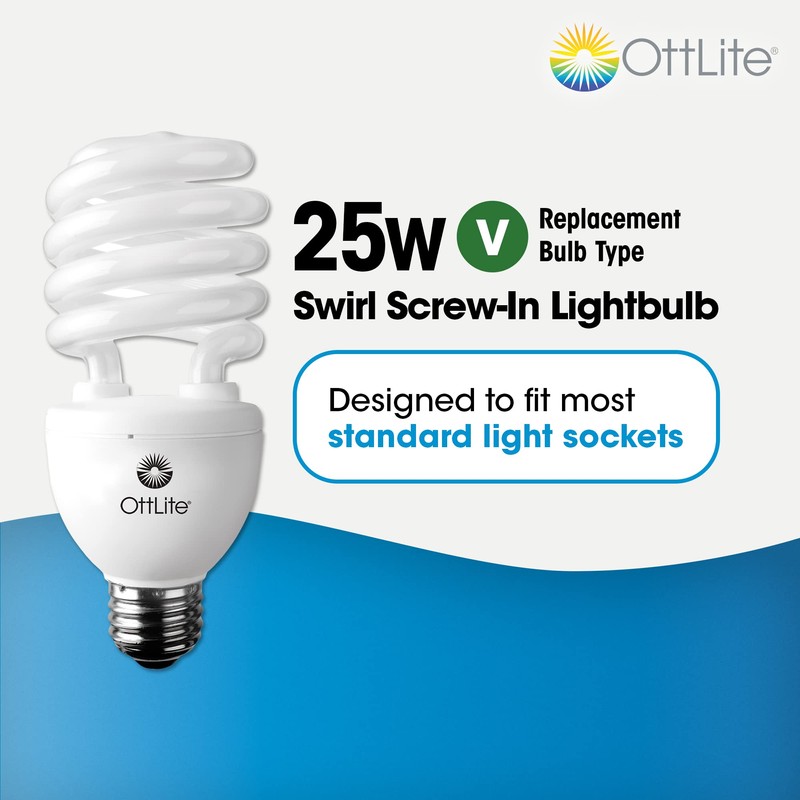 OttLite 25ED420 25W Swirl Screw in Light Bulb, Natural Light