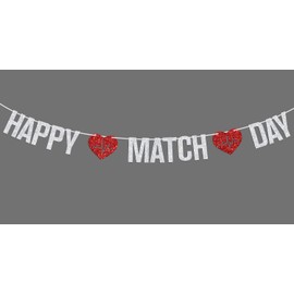 Happy Match Day Banner, Residency Match Day Bunting Sign, Congrats on Matching, Medical School Graduation Party Decorations Supplies, Silver Glitter