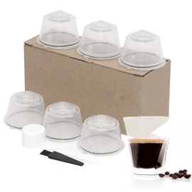 Coffee Capsules for Comfort / Multi-Purpose Dolce Gusto Reusable, Easy to Carry, Compatible Capsules, Coffee Filter, Dedicated Refill, Includes Spoon and Brush Included (Transparent PP Material, Set