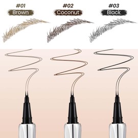 GENC BÉAUTY Eyebrow Eyeliner Pencil Eyebrow Tint Pen Ultra-Thin Waterproof Liquid Eyebrow Pen Long Lasting Smudge Proof (Coconut)
