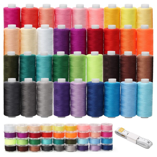 WIWAPLEX 72Pcs Bobbins Sewing Thread Kits, 437 Yards Per Thread Spools, Prewound Bobbin with Case 36 Colors Sewing Supplies for Hand & Machine Sewing, Emergency and Travel, DIY and Home
