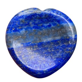 Ladeukoi Natural Lapis Lazuli Thumb Worry Stone, Hand Carved Healing Crystal Heart Shaped Stone for Anxiety Stress Relief Meditation 1.5"