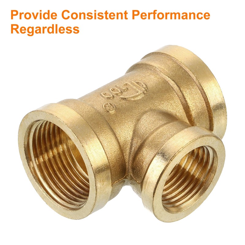 QUARKZMAN Brass Tee Pipe Fitting, 3/4" x 1/2" x 3/4"