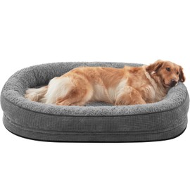 JOEJOY Orthopedic Dog Bed for Extra Large Dogs, XL Waterproof Egg-Crate Memory Foam Pet Sofa with Bolster Sides, Washable Removable Cover & Non-Slip Bottom, Grey