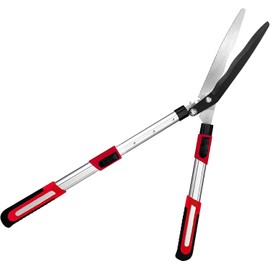Kapoo Adjustable Hedge Shears, 26-34 Inch for Shaping Hedges, with 9 Inch Wavy Blades and Double-Teflon Coating, for Trimming Borders, Boxwood, and Bushes ba08,Red