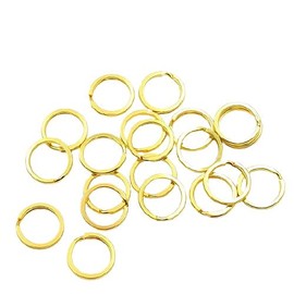 KUKU Kobo Flat Double Ring Double Ring Key Ring Set of 20 (Gold, Outer Diameter 0.6 inches (15 mm)