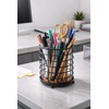 Eden & Willow Rustic Metal Cutlery Holder Basket with Wooden