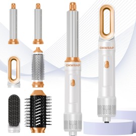 6 in ONE Blow Dryer Brush,Air Curling Iron Round Brush Blow Dryer 800W,Ionic Hair Dryer Brush for Women, Hot Air Brush Hair Styling Tools 100-120V