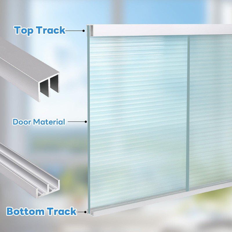 Heneymo 2 Sets Metal Sliding Door Track Set for 1/4"