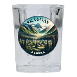 R and R Imports Skagway Alaska Souvenir Destination 2 Ounce Shot Glass Square Single