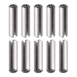 DTGN 6mmx50mm(DxL) Slotted Spring Pin - 10Pack - Good for Home Machine Fastener - 304 Stainless Steel Spring Dowel Tension Roll Pin - Silver