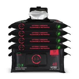 JYJZ XXL Flushable Wet Wipes, 6 Pack (288 Wipes), Disposable, Biodegradable, Extra Large With Aloe & Vitamin-E, Drain and Marine Life Friendly, Utterly Smooth, Bespoke Aroma, Irresistible