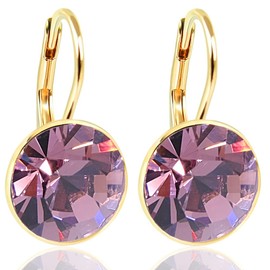Nobel Schmuck Short Earrings with Crystals, 925 Silver, Gold, Silver, Crystal