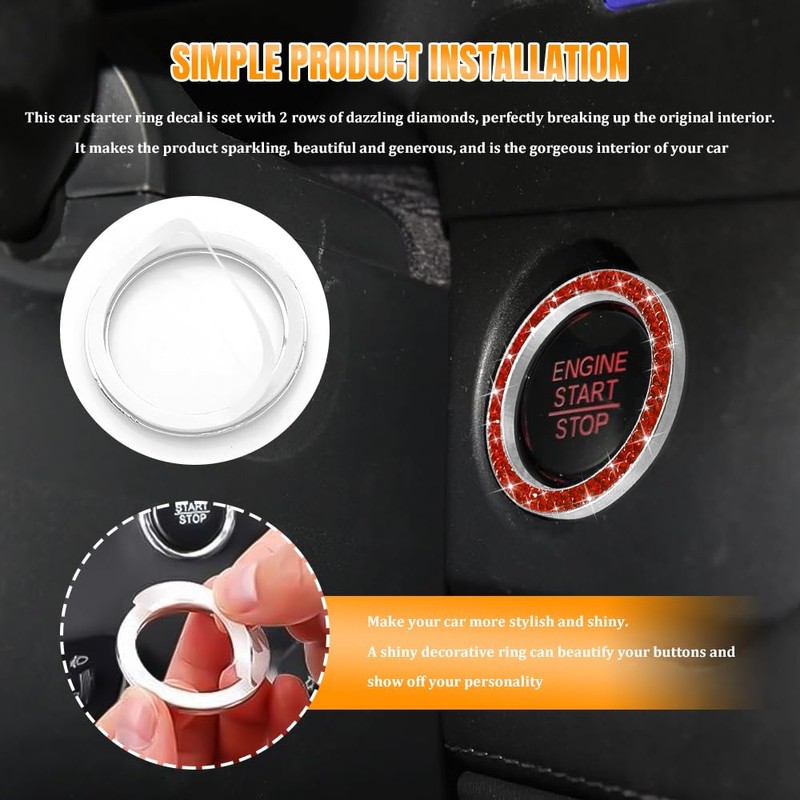 QZTYTY 2PCS Car Engine Start Stop Decoration Ring, Car Start