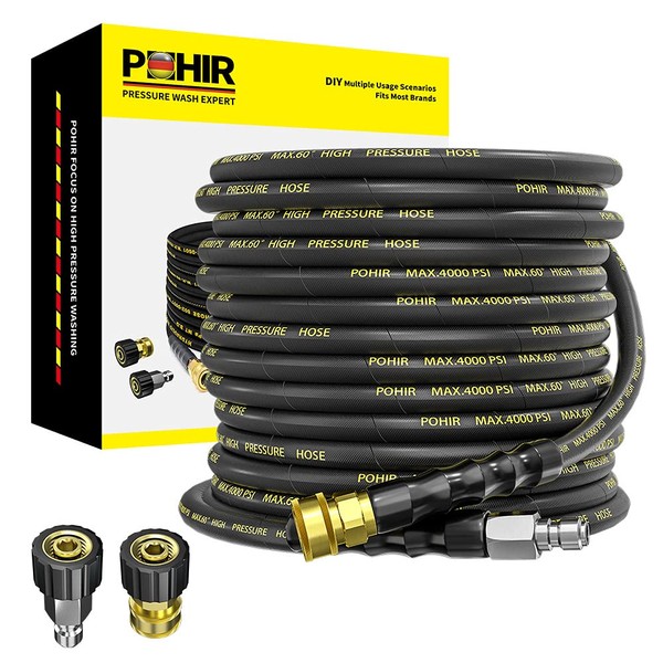 POHIR Pressure Washer Hose 50 ft with 3/8 Inch Quick