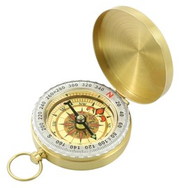 EASONGEE Clamshell Compass, Vintage Brass Compass Luminous Pocket Compass,Pure Copper Shell, Survival Gear, Waterproof Compass for Navigation Outdoor Camping Hiking Marching and Collection