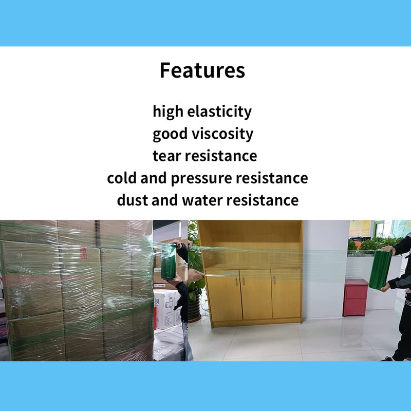 Green Plastic Wrap Stretch Film 12”×1000ft 80 Gauge Storage Industrial