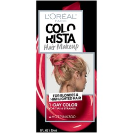 L'Oreal Paris Hair Makeup Temporary 1-Day Hair Color for Blondes, Hot Pink 300, 1 Fluid Ounce