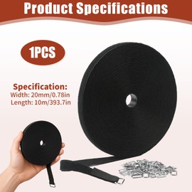 tiyiyok kabelbinder 10m x 20mm, Kabelbinder Klettverschluss mit 50 Schnallen, Wiederverwendbare Verstellbare Kabelhalter, Gurtband mit Schnalle zum Zuschneiden, für Haushalt, Büro, Elektrokabel