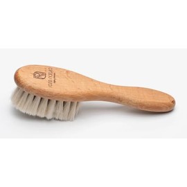 GENUINE GOAT HAIR Baby Brush on Hornbeam Wood body by ROZE NATURA, 100% Natural, Brown/Cream