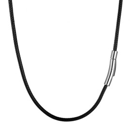 AFSTALR Mens Womens Leather Necklace Cord With Clasp Waterproof Braided Replacement Chain for Pendant, Black Braided 3mm 56cm