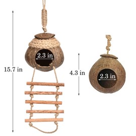 Hamiledyi Lizard Coco Den Reptile Hideouts Gecko Coconut Shell Hut Coconut hut for Geckos Bearded Dragon Tank Accessories Coconut Lizard Hut with Ladder - Natural Coconut Fiber