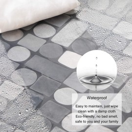 WELTRXE Anti-Mould Shower Curtain with Bottom Weight Magnet, Waterproof Antibacterial EVA Curtain for Shower and Bath, Child-Friendly, 0.15 mm Thick, 92 x 180 cm, Transparent Geometric, incl. 6 Shower