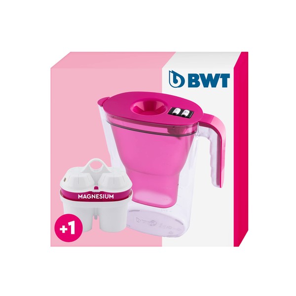 BWT Vida Pink 2.6 Litre Filter Jug with Filter and Manual Timer