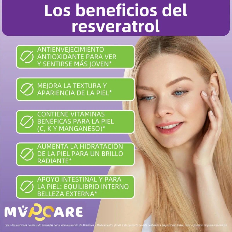 Resveratrol Cáps Semilla Uva Roja Acai Mvpcare Sabor
