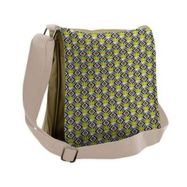 Ambesonne Cactus Messenger Bag, Plants Pots Love Theme, Unisex Cross-body
