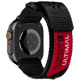 ULTIMAL watch band 49mm nylon rugged durable adjustable woven hook and loop protective breathable military sports wristband replacement men women gifts strap iwatch (Black L)