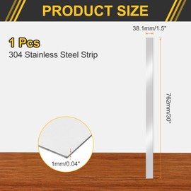 uxcell 1 Pcs Stainless Steel Strips, 0.04"(1mm) Thick 304 Stainless Steel Metal Stock 1.5"x30"(38.1x762mm) Stainless Steel Flat Bar Gap Filler Trim Strip for DIY Craft Making