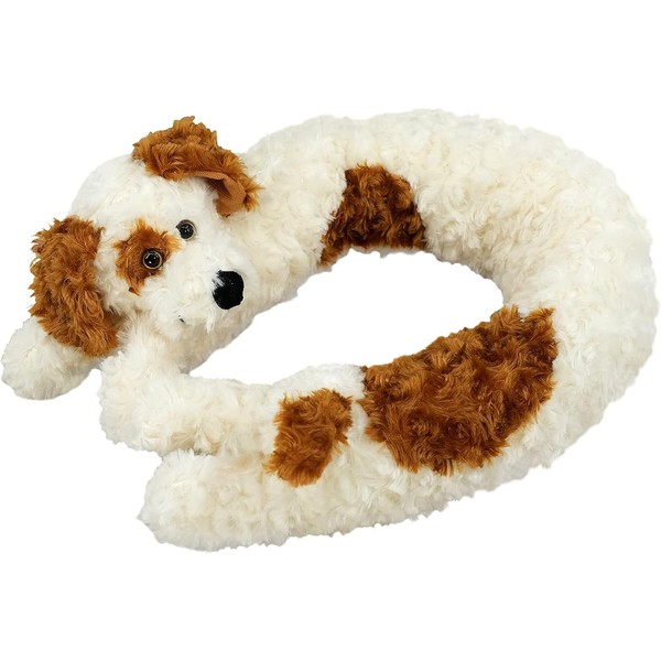 Novelty Dog Cat Design Soft Micro Fleece Draught Draft Excluder Door Cushion (Cream Dog)