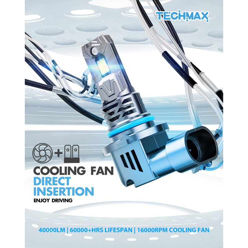 TECHMAX 9006 Bulb - 800% Super Brighter, 6500K Xenon White