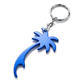Komonee Palm Tree Blue Keychain Bottle Opener Key Chain Metal Holiday Key Ring Novelty Keyring