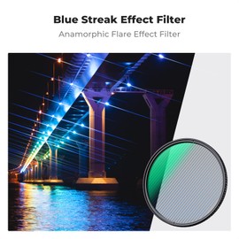 K&F Concept 72MM Blue Streak Filter, Anamorphic Lens Effect Filter, Ultra Slim Optic Glass Multi Coated, for Camera DSLR Cinematice Video (Nano-K Series)