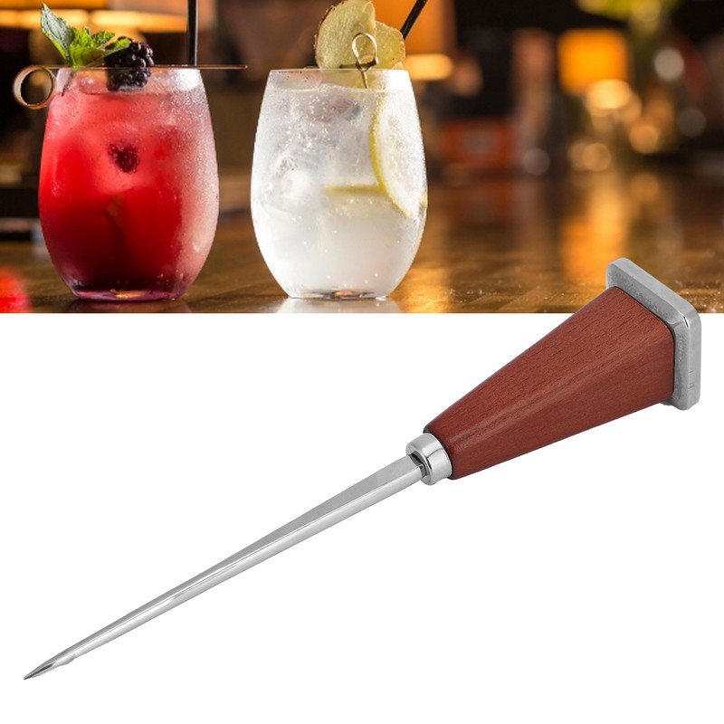 Ice Pick Stainless Steel Ice Pick with Wood Handle Bartender