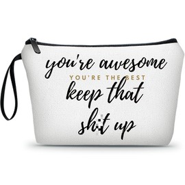 SEAMOON Special Gifts For Women,Canvas Zipper Pouch,Inspirational Gifts For Women Friends,Best Friends Birthday Gifts,Sister Birthday Gifts From Sister,You Are Awesome Small Makeup Cosmetic Bags