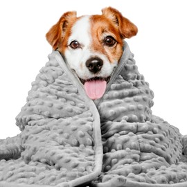 LaSyL Weighted Blanket for Pets | Thunder Blanket for Dogs Anxiety | Premium Soft Minky | Relaxation & Calming & Anti Anxiety | Used in Car, Bed, Couch | Dark Grey, Washable Large 40" L x 47" W